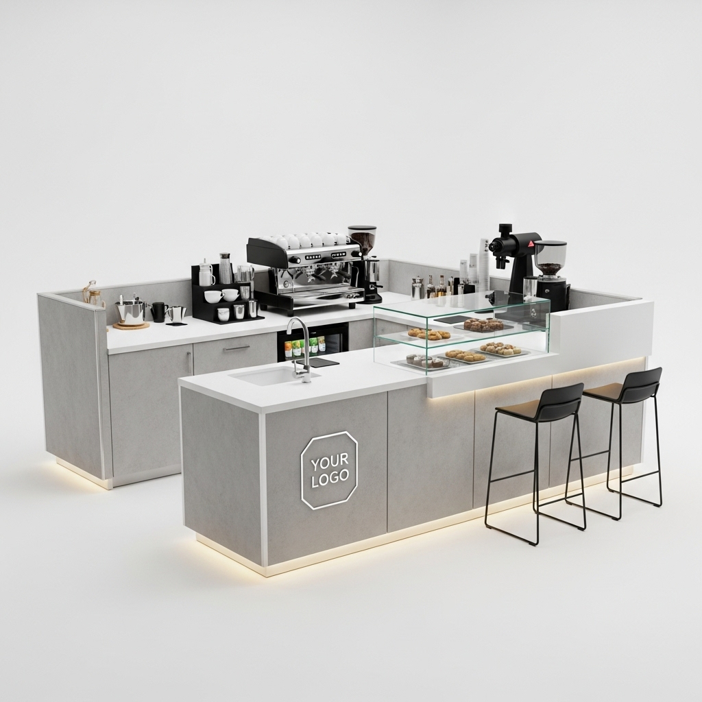 Coffee Kiosk - Concrete & White