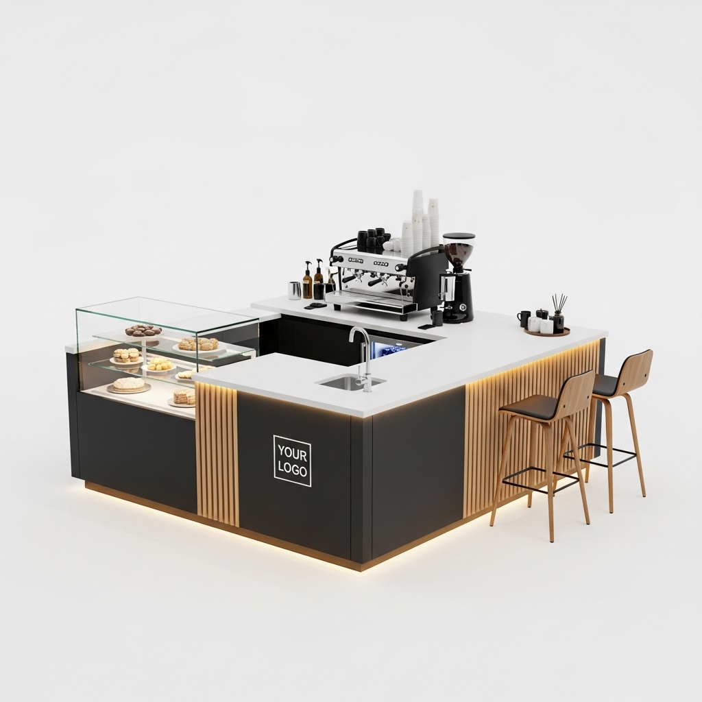 Coffee Kiosk - Charcoal Black & Oak